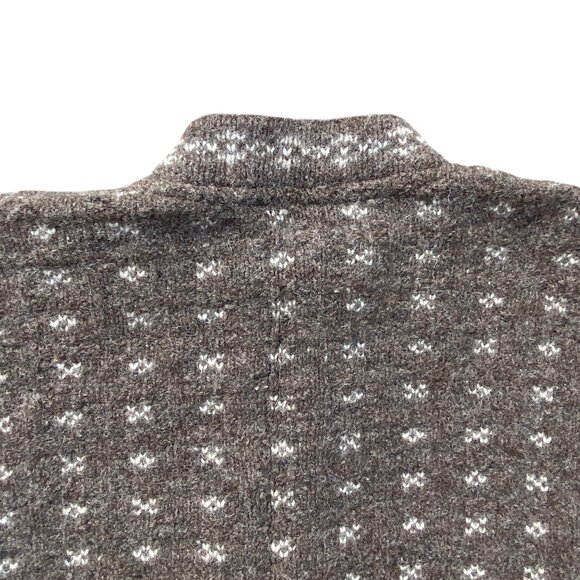 Vintage Traverse Bay Wool Fair Isle Birdseye Cardigan Brown Button Old Money-M - Picture 11 of 14